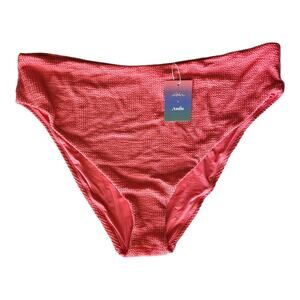 ANDIE Plus 3X Bikini Swim Bottom Pink Texturize High Waist ISHRA x ANDIE NEW